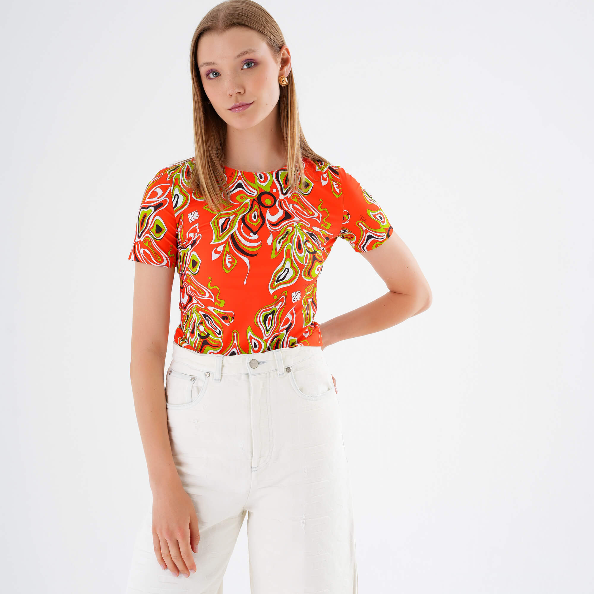 Emilio Pucci - Orange Africana Print Tshirt M